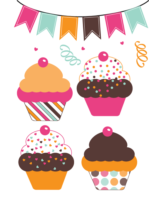 Free Cute Cupcakes Clipart Graphics.