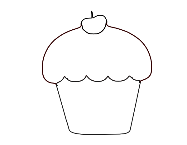 Cup Cake Outline clip art.