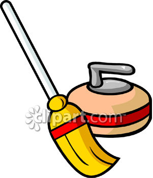 Broom and curling clipart image.