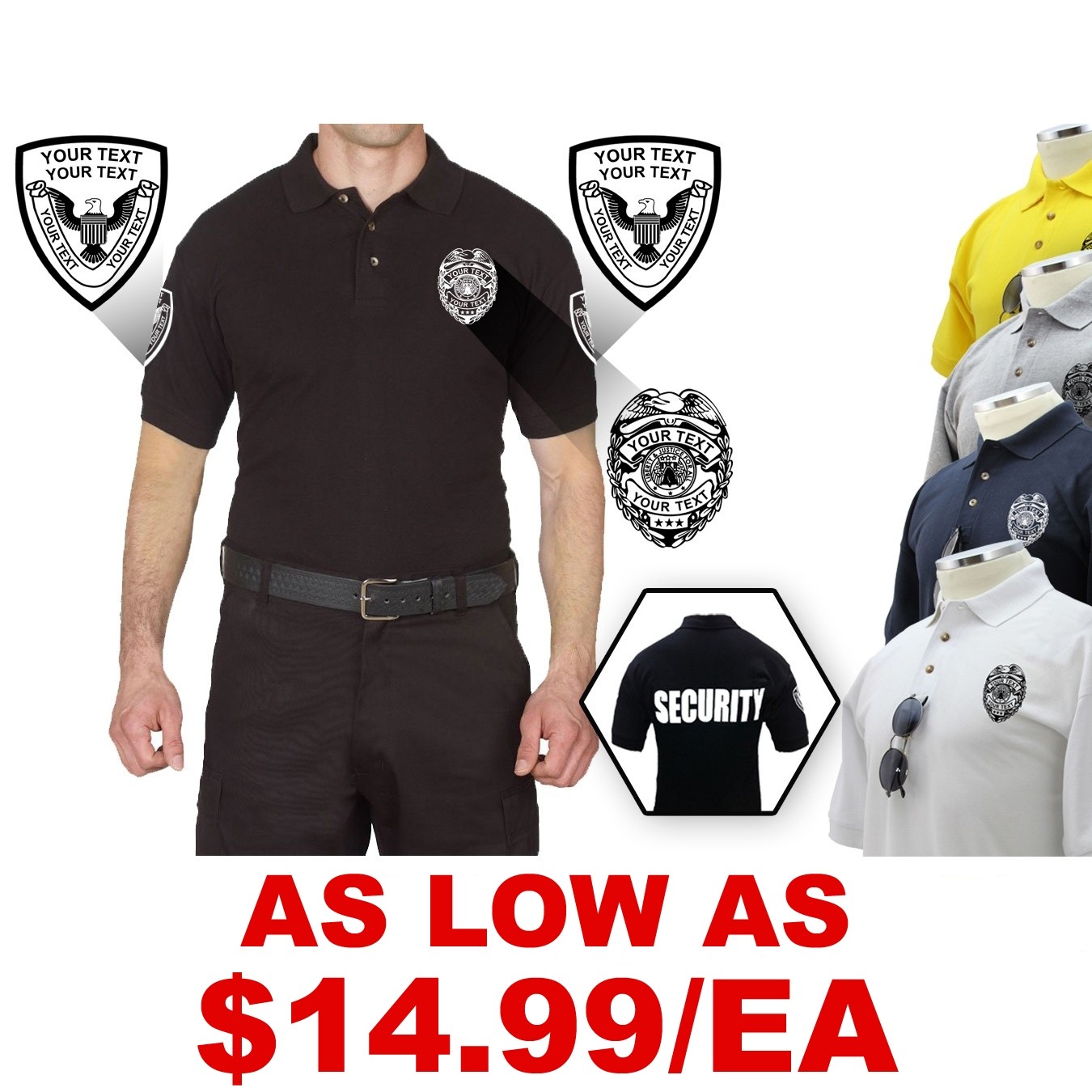 Custom Logo Poly/Cotton Tactical Short Sleeve Polo Shirts.