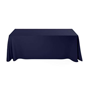 Deluxe Stretch Fit Tablecloths 6 Foot Custom Logo Available in Blue Black  Red & White (Custom, Blue).