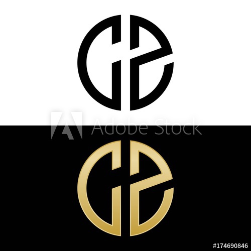 cz initial logo circle shape vector black and gold.