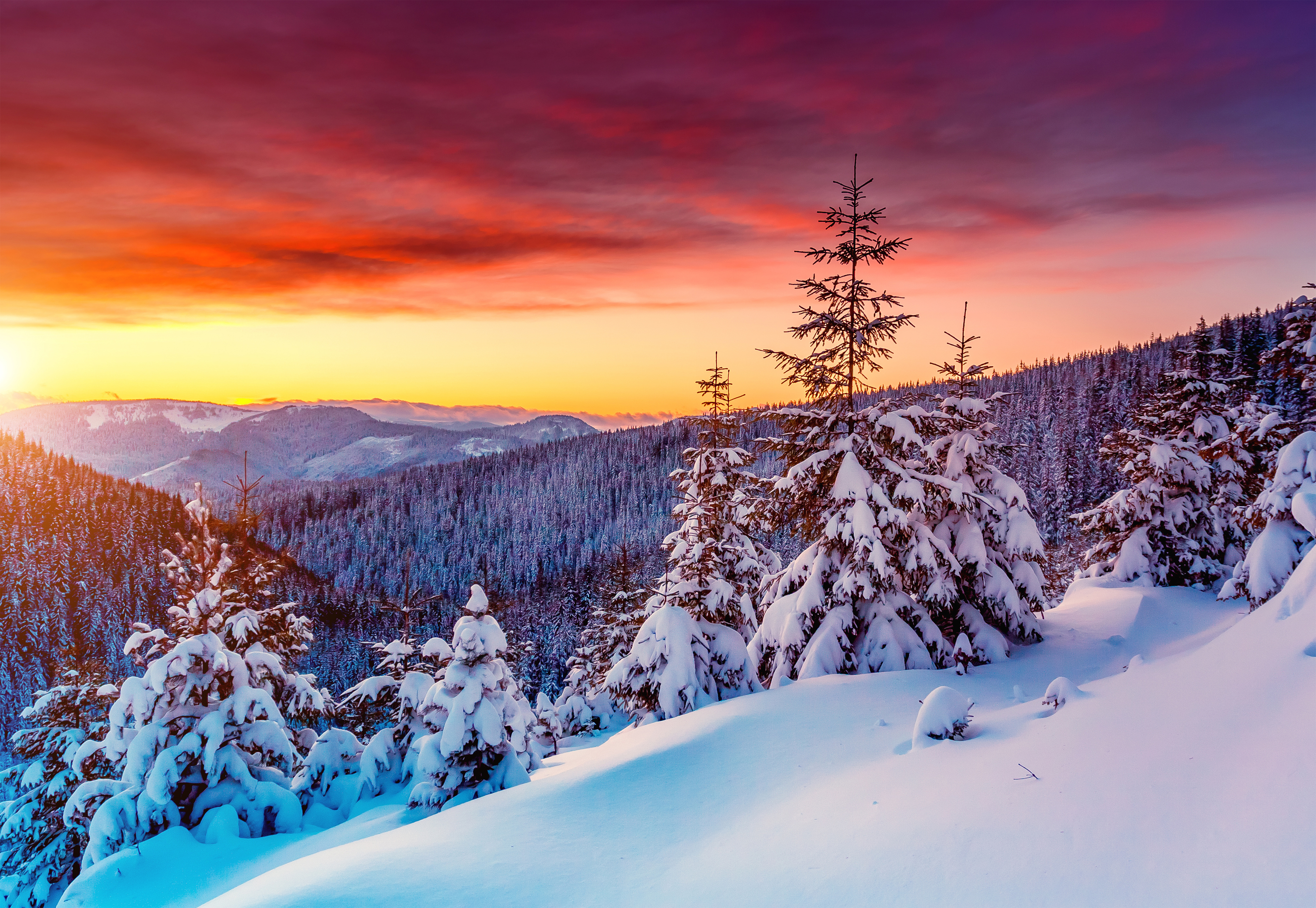 Winter Sunset Background.