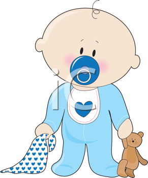 Royalty Free Clipart Image of a Baby Boy With a Soother.