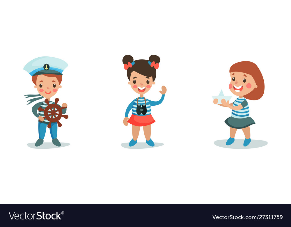 The boy and two girls play in sailors wearing.