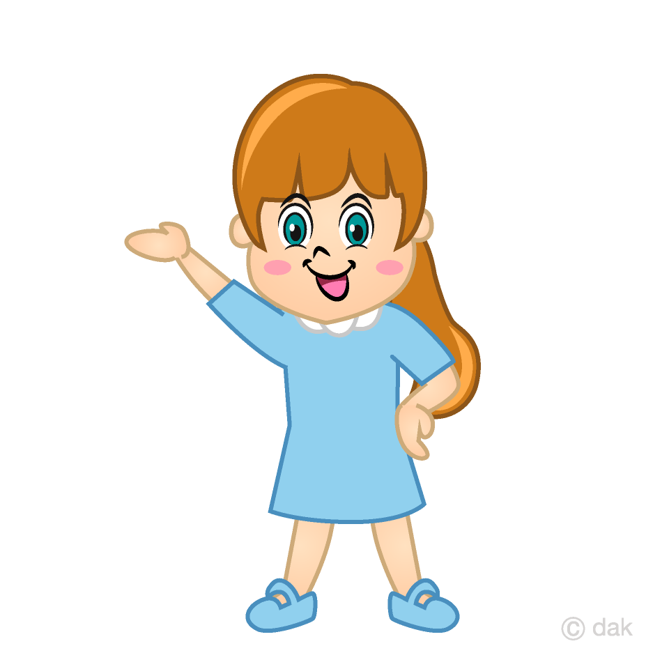 Free Gril Pointing Cartoon Image｜Illustoon.