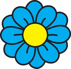 Flower Clipart Image: clip art illustration of a blue flower.