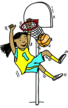 Girls Playing Basketball Clipart.