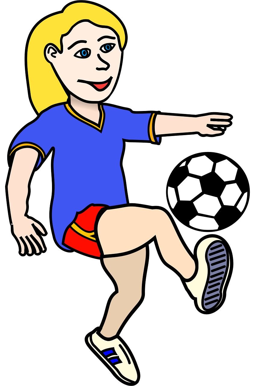 Girl playing football clipart. Free download..