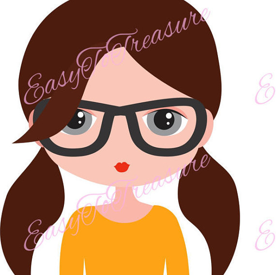 A Girl With Glasses Clipart.