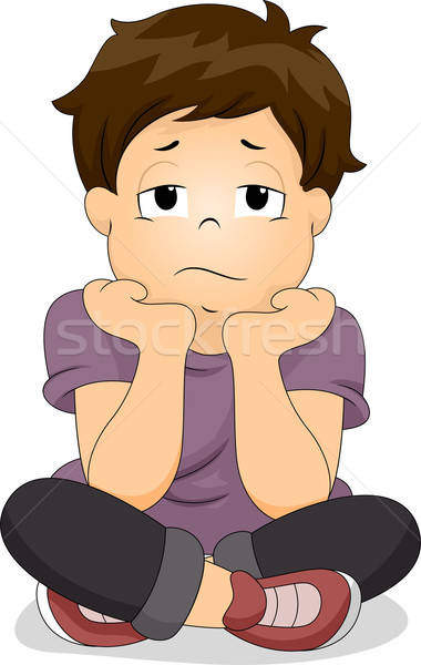 Bored Little Boy vector illustration © lenm (#3370339.