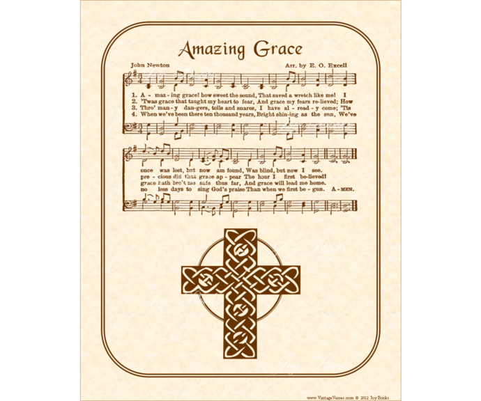 AMAZING GRACE Vintage Verses DIY Print It Yourself Sheet Music Antique Hymn  Wall Art Printable Download Wall Art Parchment Sepia Christian.