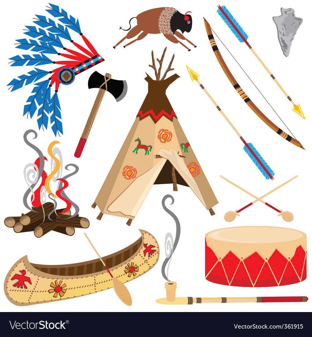 American Indian clipart icons.