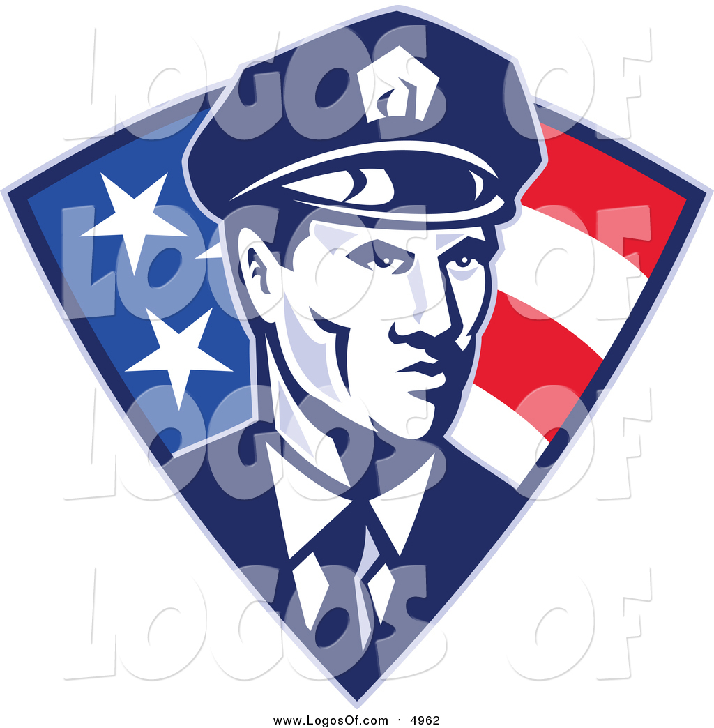 Vector Clipart of a Retro Police Officer in an American.