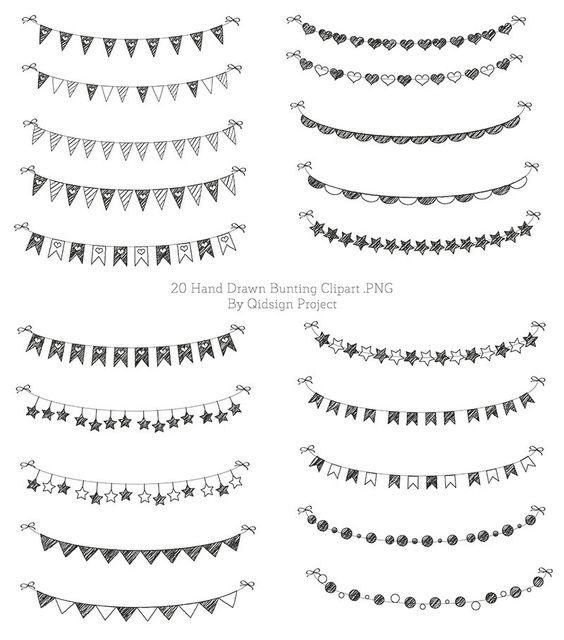 Handgezeichnete Bunting Clipart Doodle Ammer Scrapbooking.