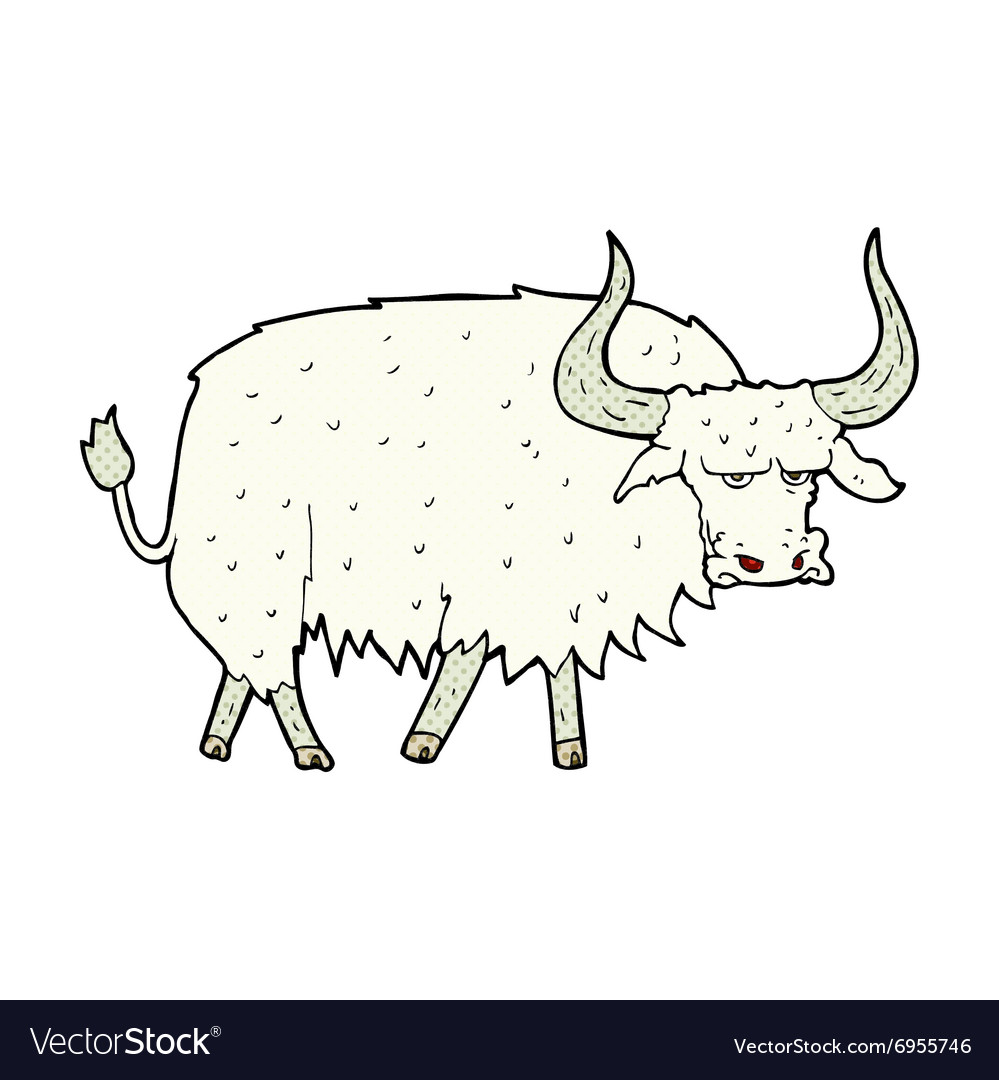 Comic cartoon annoyed hairy ox.