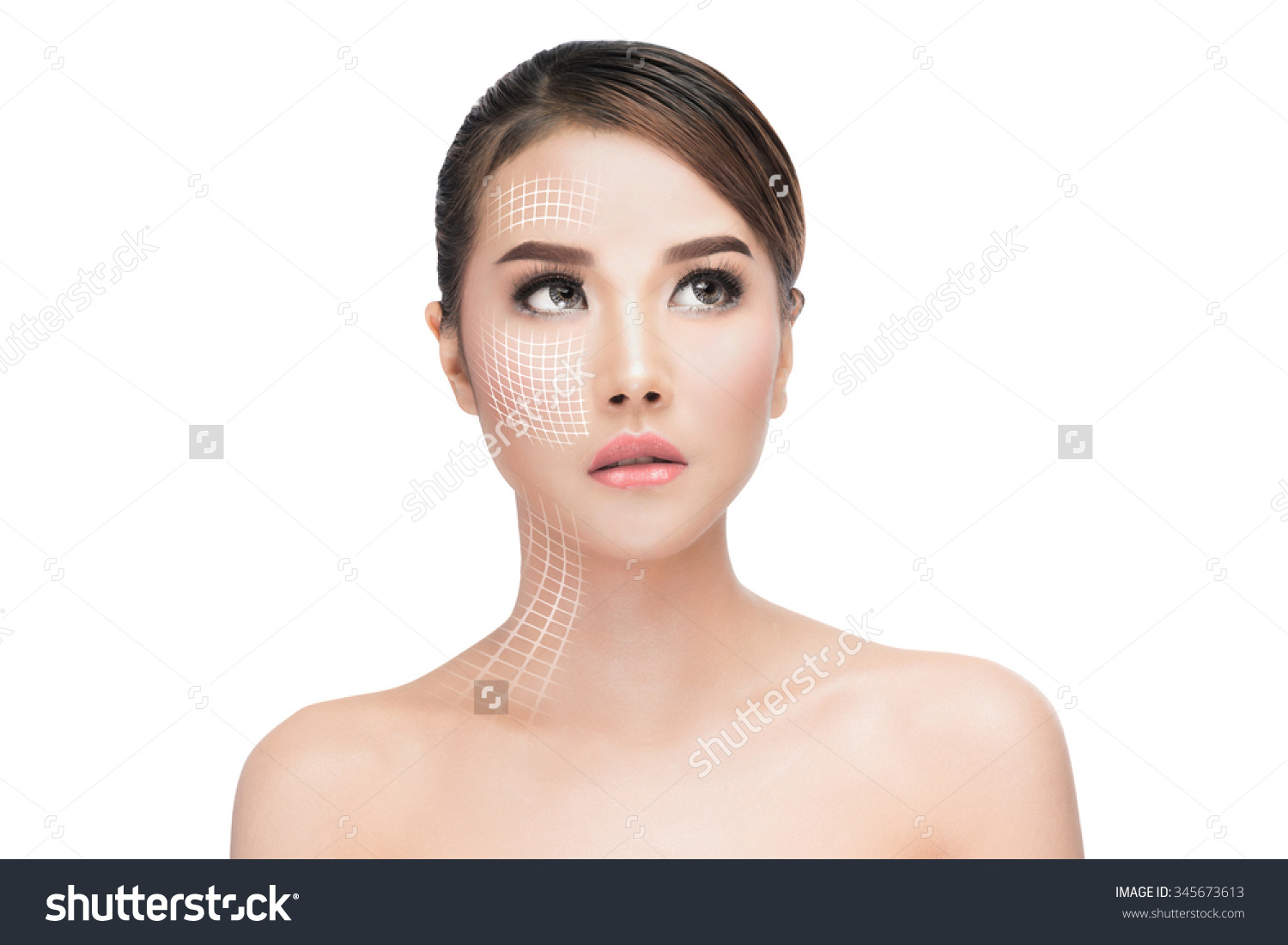 Face Lift Antiaging Treatment Portraitasian Woman Stock Photo.