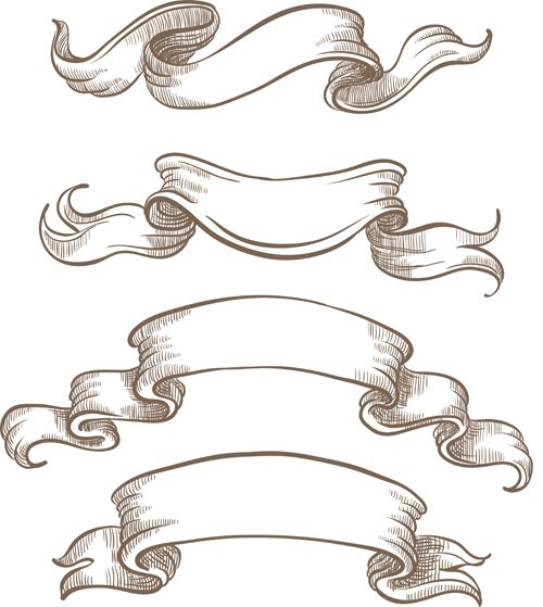 Hand drawn vintage ribbon benner vector 06.