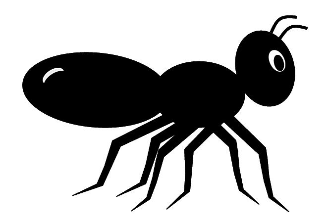 Black ant clip art, cute style lge 11cm long.