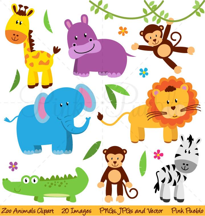 Zoo, Jungle, Safari Animals Clipart.