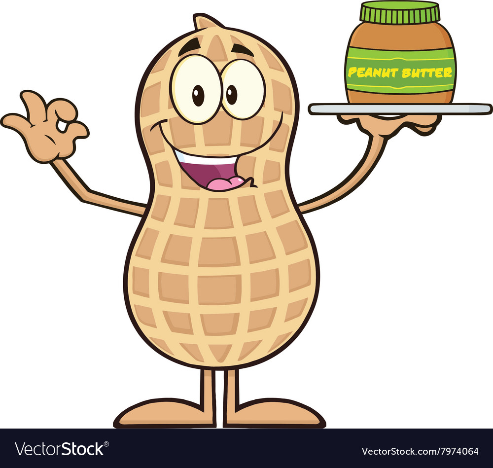 Royalty Free RF Clipart Peanut Cartoon Character.