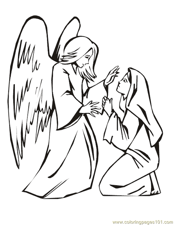 Free Mary And The Angel Coloring Page, Download Free Clip.