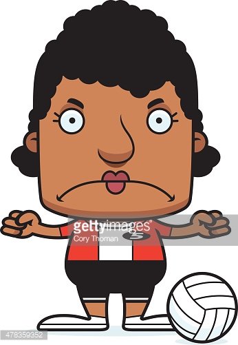 Cartoon Angry Volleyball Player Woman Clipart Image.