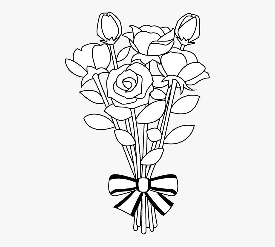 Flower Bouquet Clipart Library Black And White.