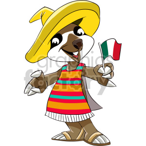 cartoon mexican sloth clipart. Royalty.