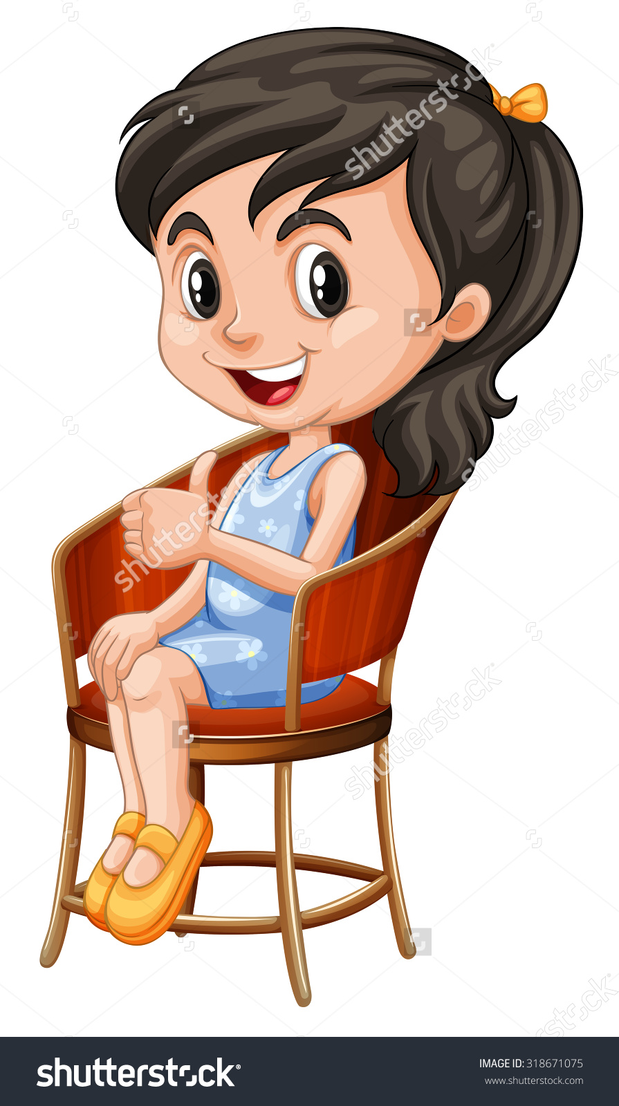 Girl Sitting In A Chair Clipart.