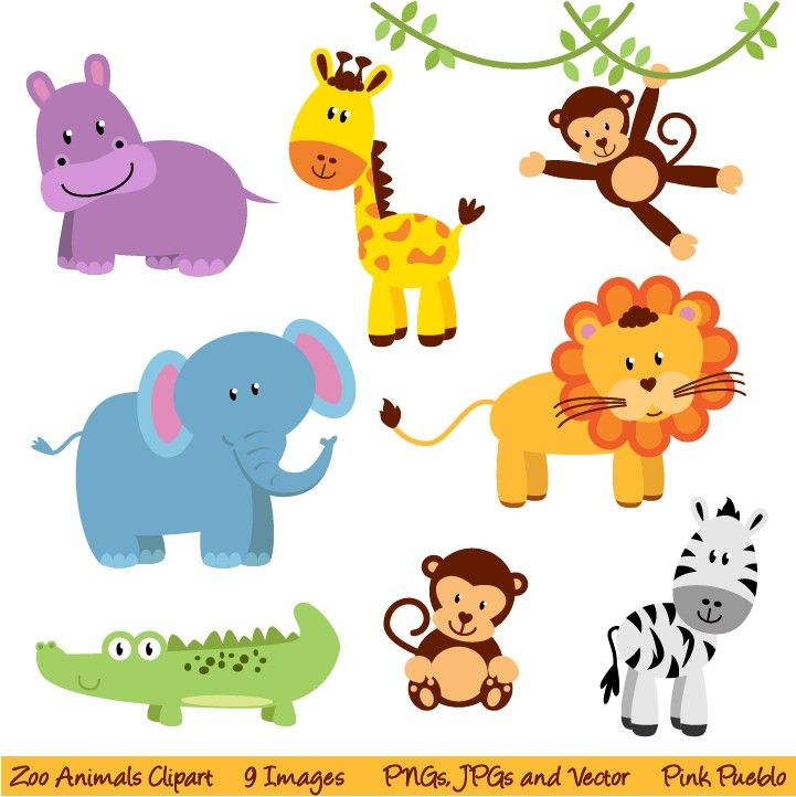 Zoo And Jungle Animals Clipart Print Candee cakepins.com in.