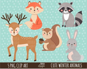 FOREST ANIMALS clipart, woodland graphics, commercial use, WINTER ANIMALS.