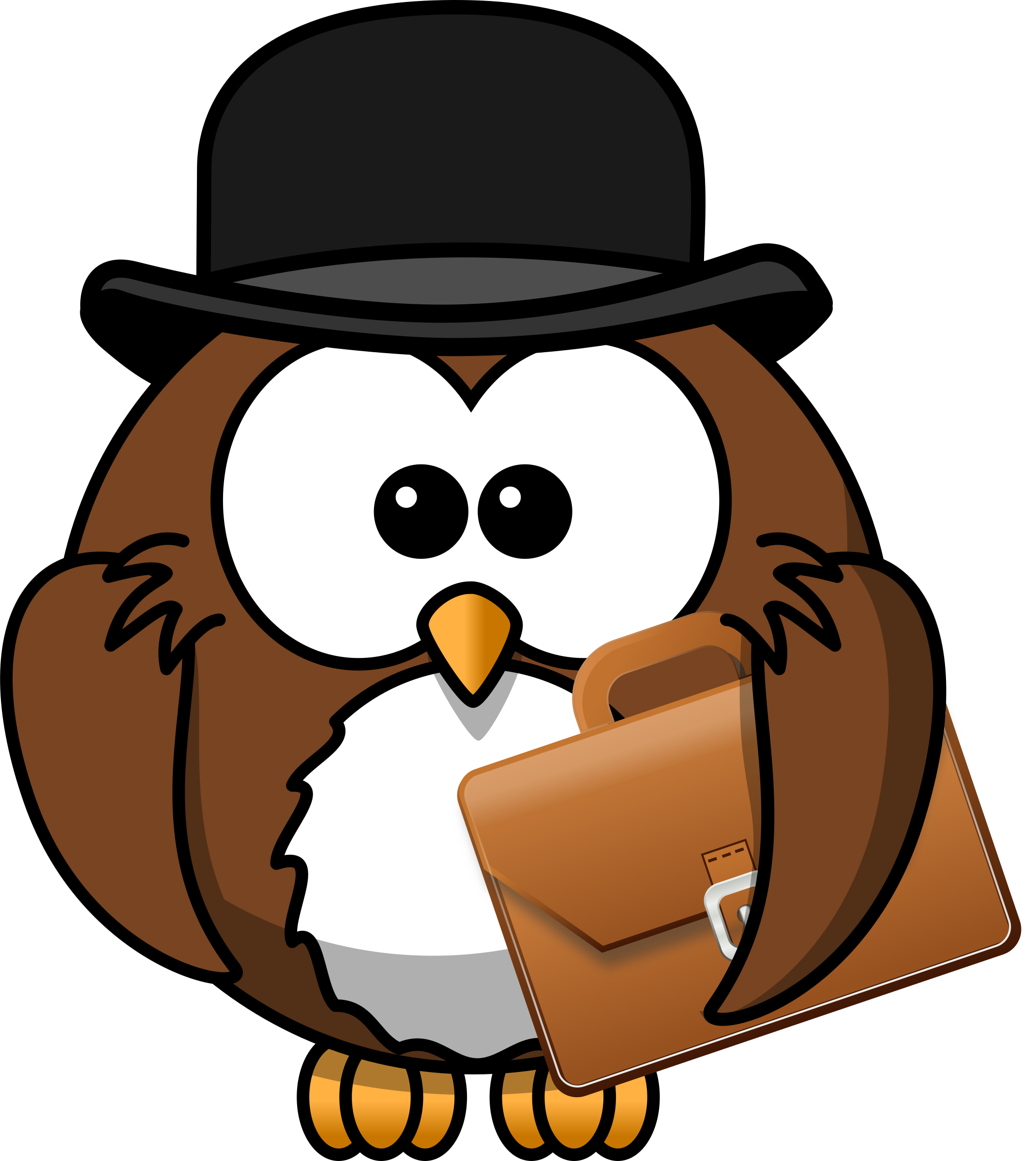 Owl with hat and briefcase by Iyo.