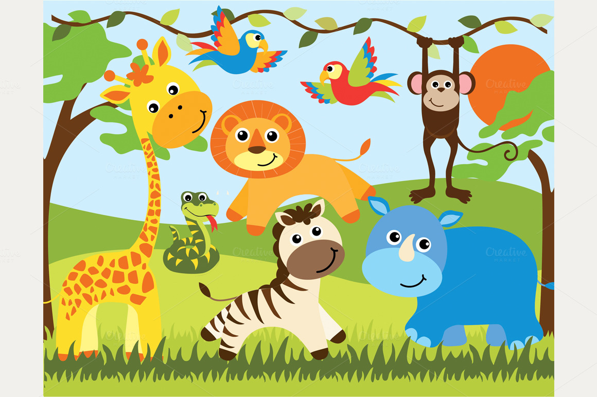 Animal around the world clipart.