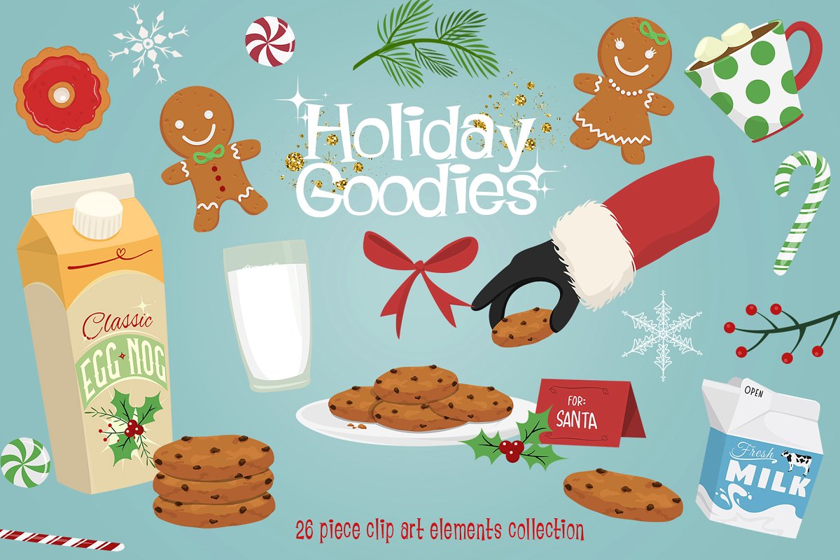 Holiday Goodies Cookies & Milk ~ Graphic Objects ~ Creative.