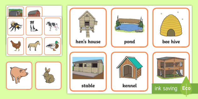 Where Do Different Farm Animals Live Matching Activity.