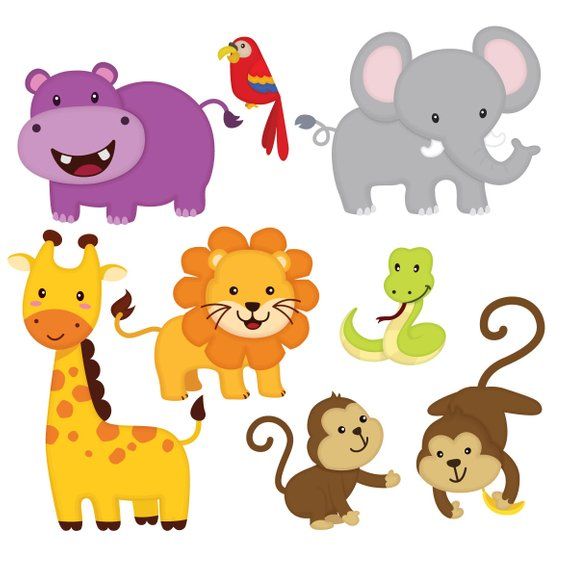 Jungle animal clip art, Jungle Friends sticker, Jungle.