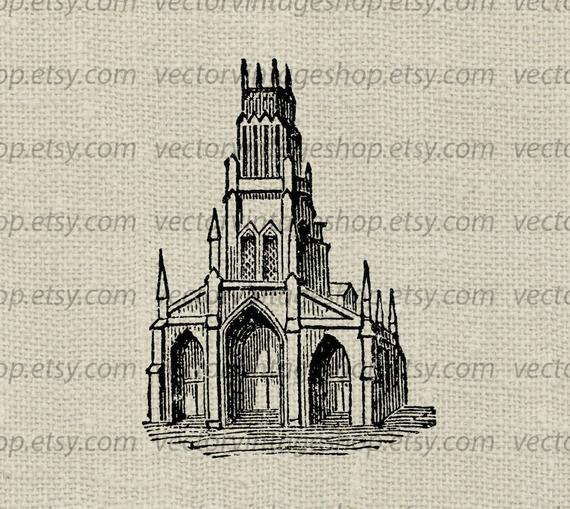 Church Clipart Vector Graphic Commercial Use Medieval Abbey.