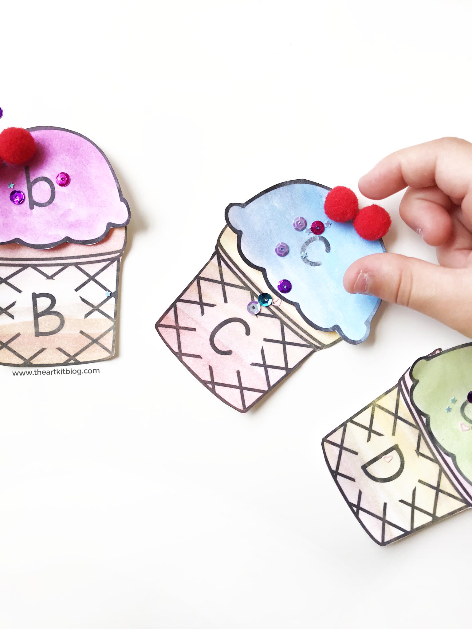 ice cream cone abc matching craft kids printable 3.