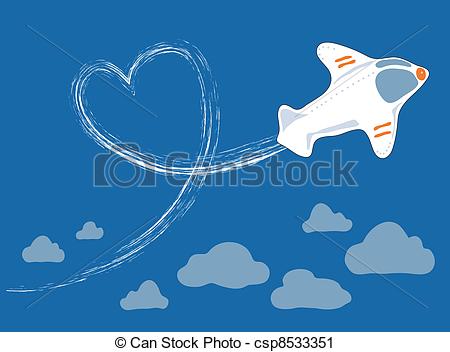 Vector Clip Art of flight above the clouds.