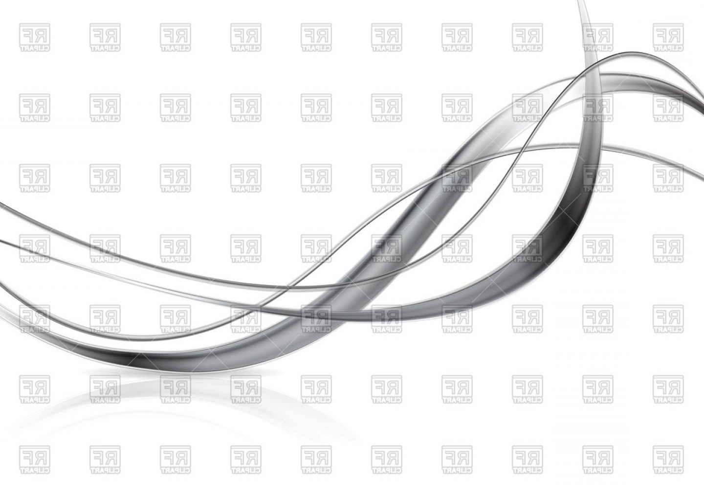 Abstract Metallic Waves On White Background Curved Gray.