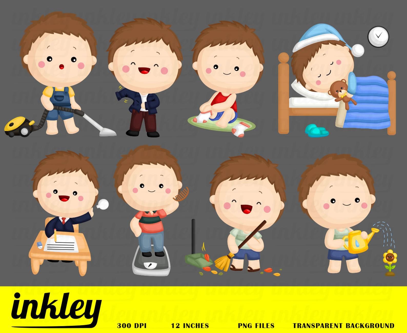 Activity Clipart, Cute Boy Clipart, Sleeping Tooth Clipart.