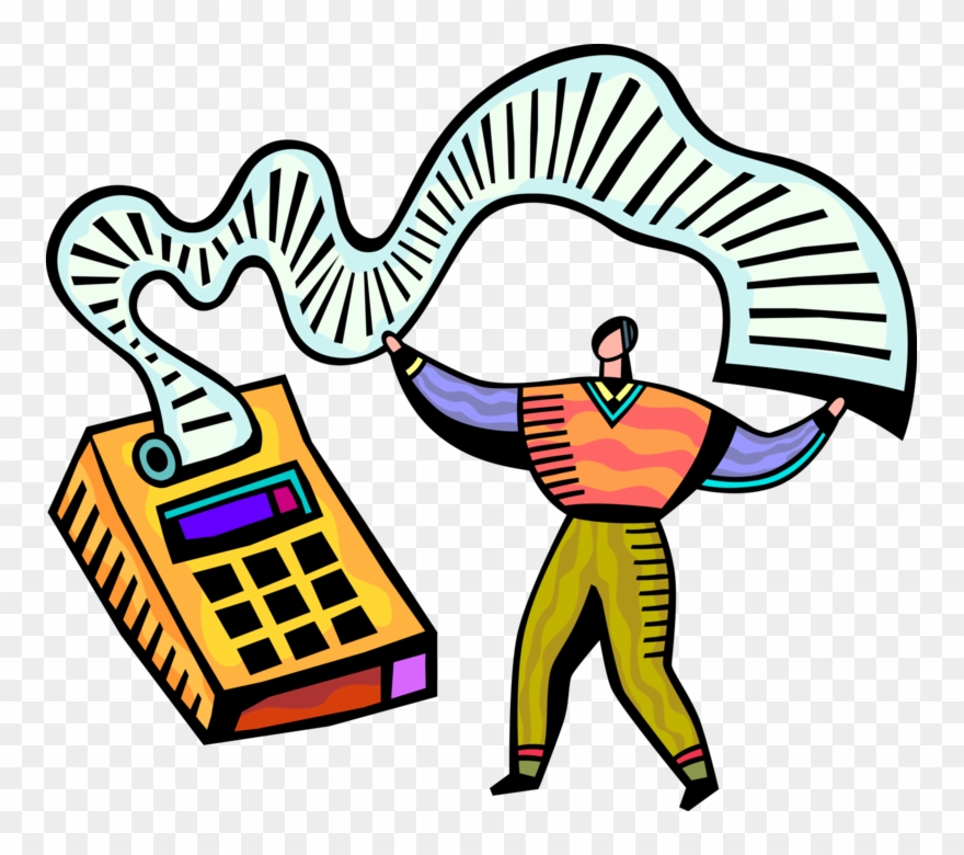 Vector Illustration Of Accountant Bookkeeper Operates.