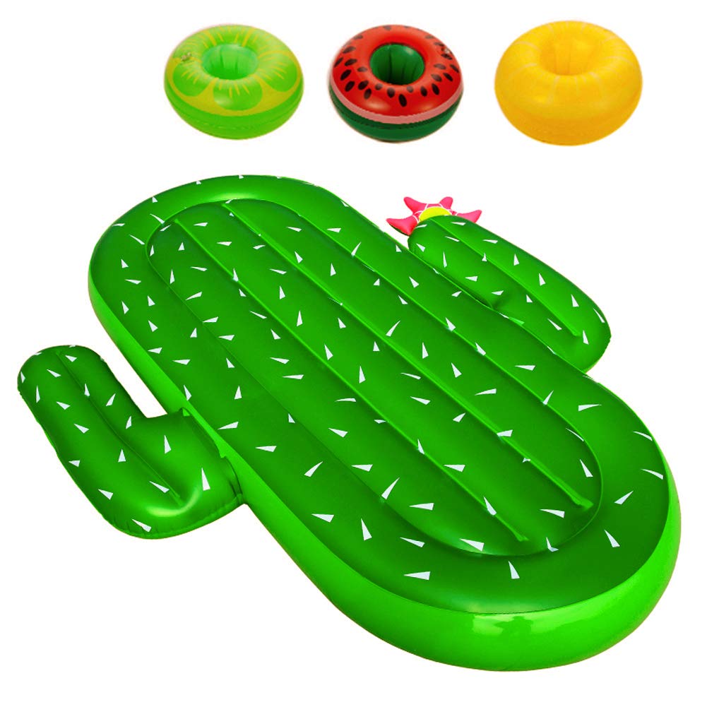 ThinkMax Inflatable Cactus Pool Float for Adults and Kids, Giant 73 Inch  Pool Lounge Toy for Summer Swim Party with Bonus 3 Drink Holders.