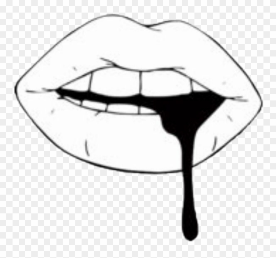 Lip Black Tint Aesthetic Black Tumblr Png Sticker White.