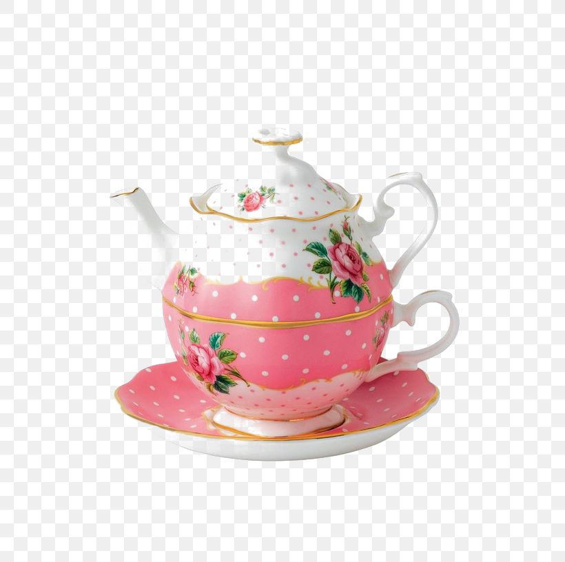 Tea Set Bone China Teapot Pink, PNG, 564x816px, Watercolor.