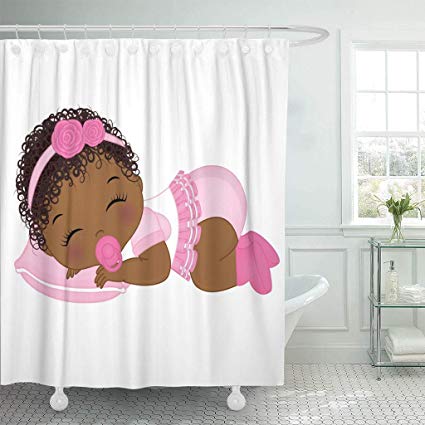 Amazon.com: Emvency Fabric Shower Curtain with Hooks Pink.