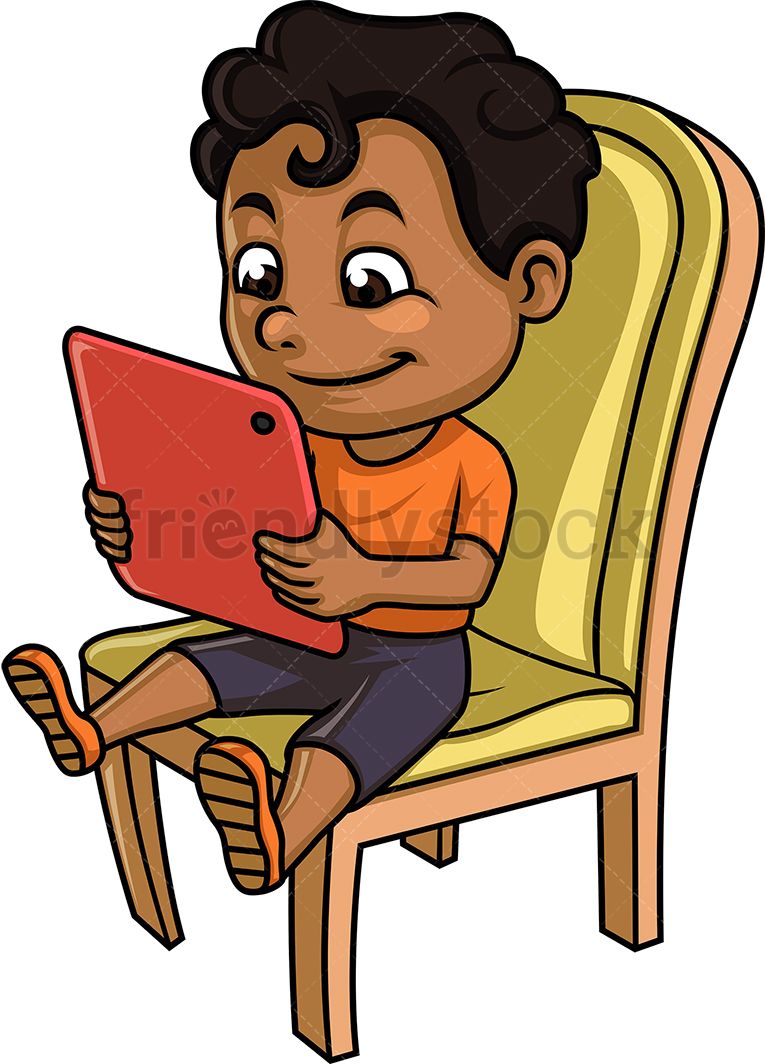 Black Kid Using A Tablet in 2019.