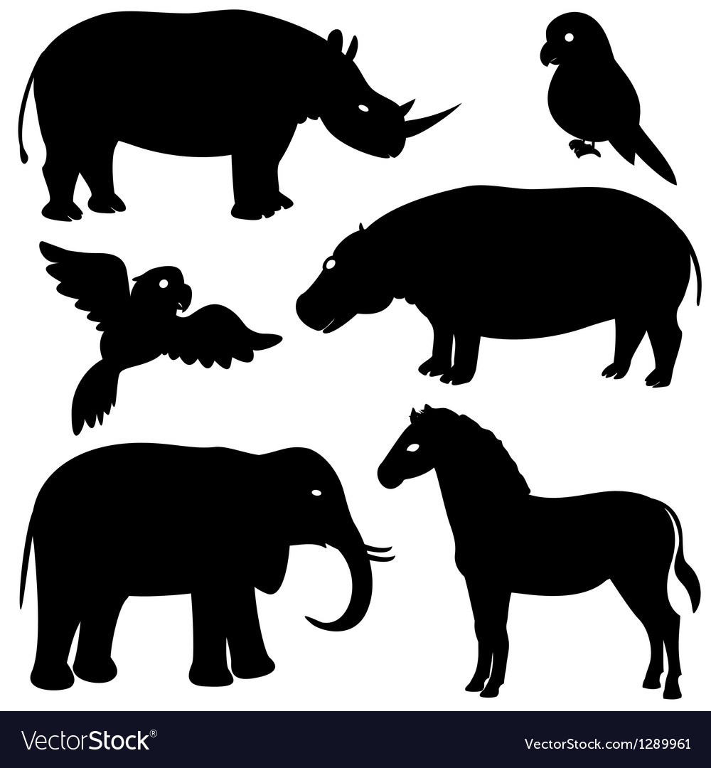 Set 1 of african animals silhouettes.