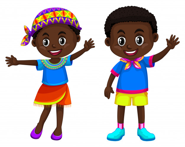 African boy and girl smiling Vector.